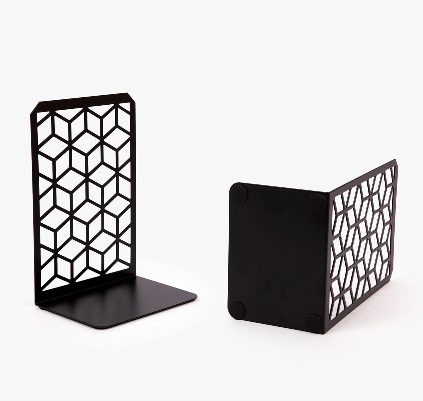 Pair of 3D illusion metal book ends – premium steel construction