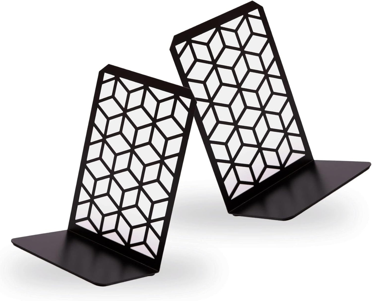 Black cube pattern bookends – contemporary home office decor