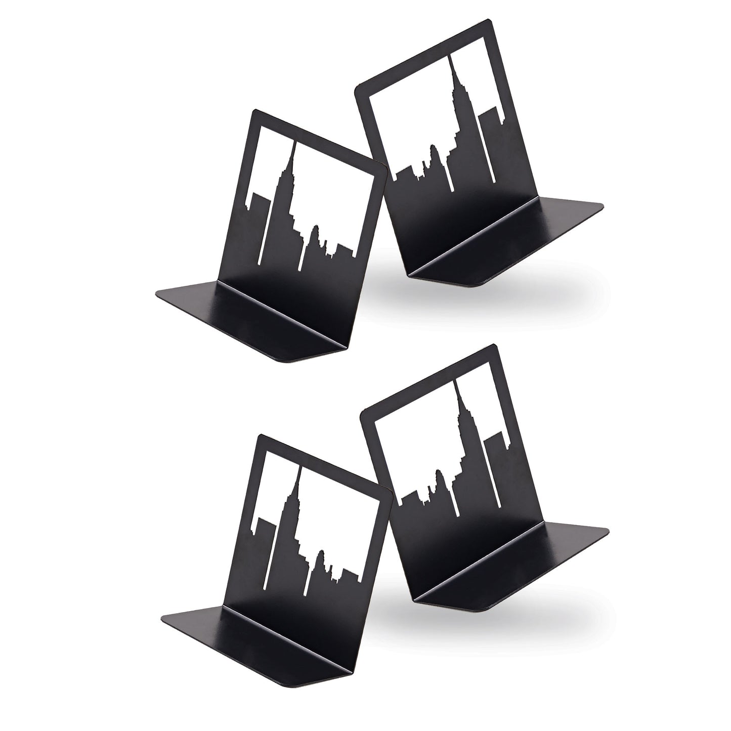 NYC skyline metal bookends 2-pack – modern bookshelf decor