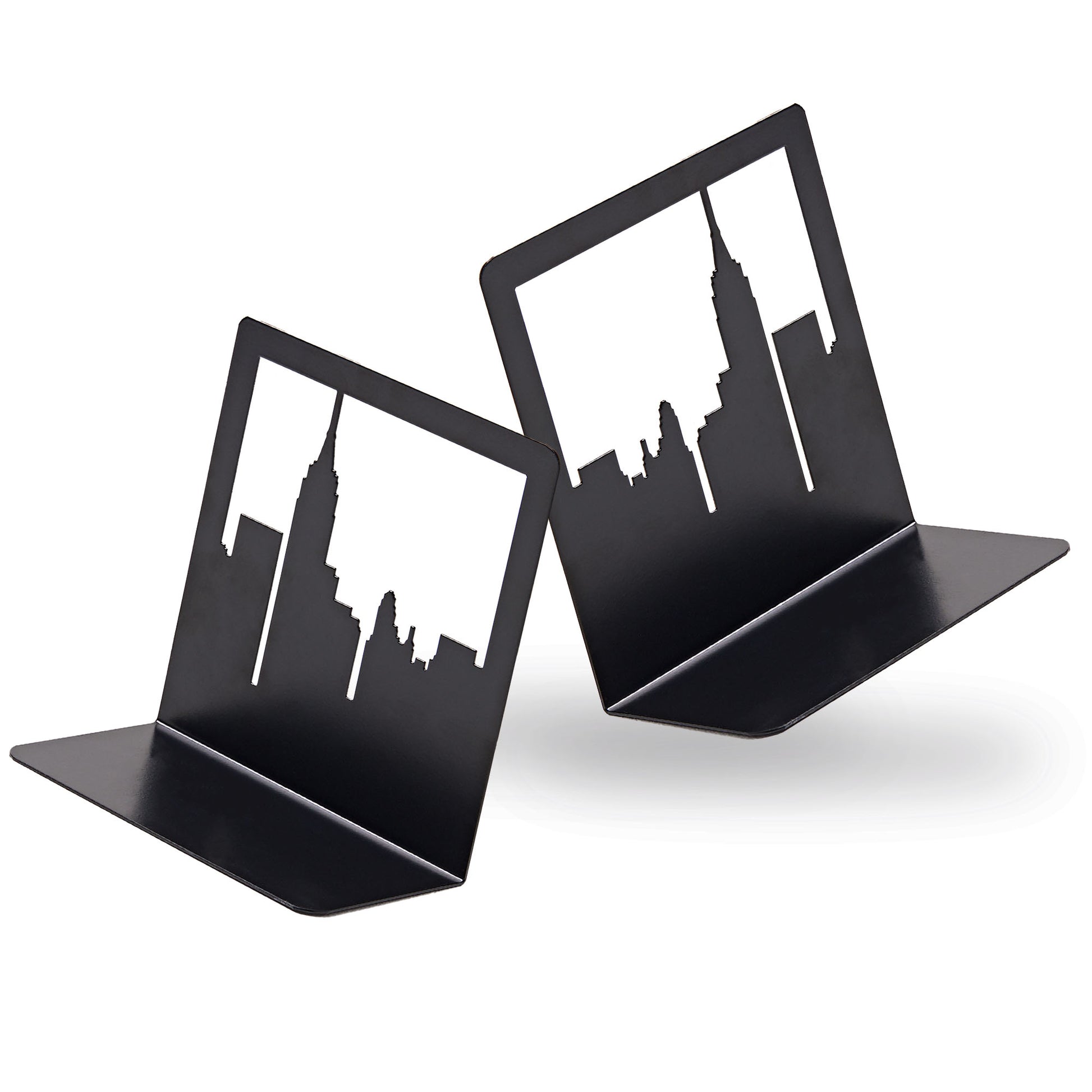 Close-up of NYC skyline bookend – durable metal design